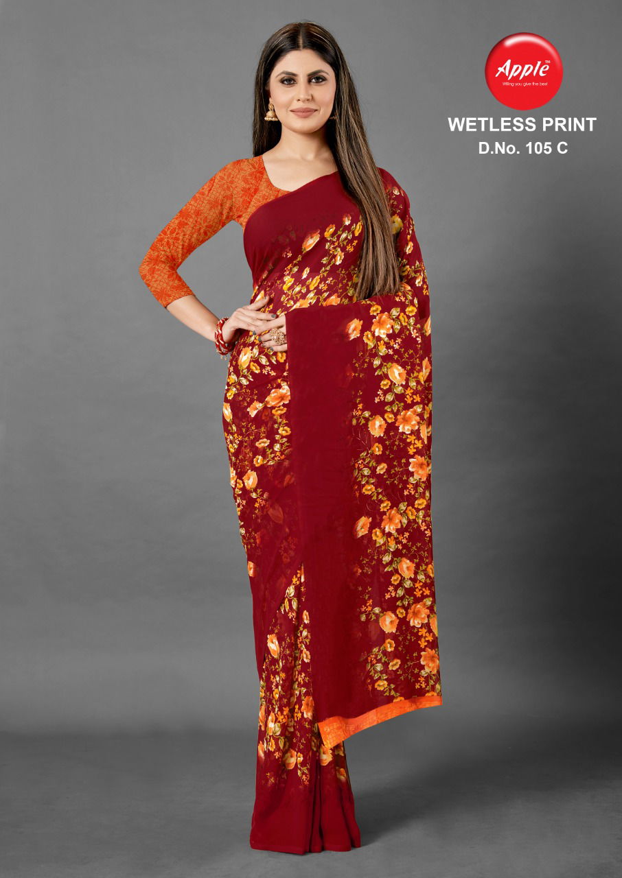 Apple Wetless Print 105  Latest Fancy Designer Ethnic Regular Wear Printed Georgette Saree Collection 